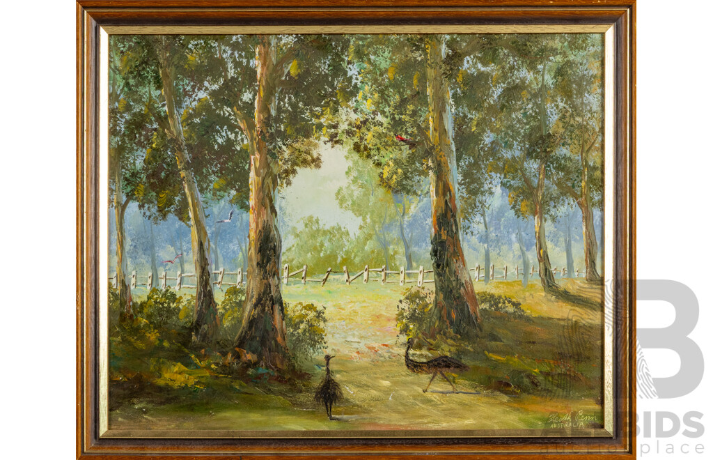 Keith Penn, (20th Century, Australian), Bushland Encounters, Lovely Original Oil on Canvas Board, 46 x 56 cm (frame)