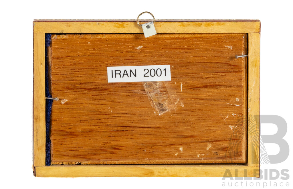 Artist Unknown (20th Century), Persian Chovgan [Polo], Handpainted Pigment on Bone, 12 x 17 cm (frame)