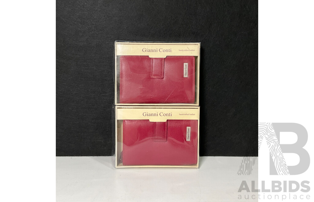 Pair of Gianni Conti Moda Italia Women's Red Leather Purses - in Original Boxes (2)