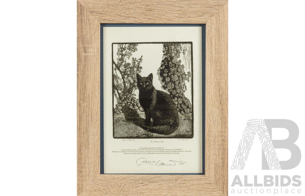 Sir Lionel Lindsay, (19/20th Centuries, Australian, 1874-1961), Siesta, The Black Cat & The Demon, Trio of Reproduction Giclee Prints After Original Wood Engravings, 37 x 29 cm & 29 x 37 cm (frames) (3)