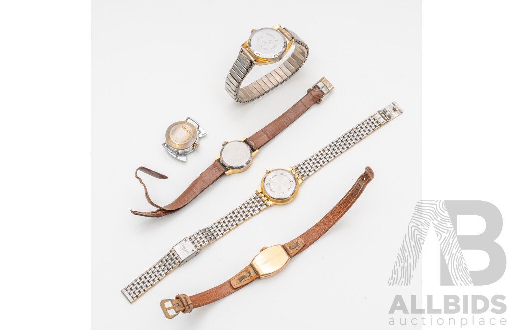 Vintage Ladies' Watches, Winson, Rolex, Felicia, Drimex - Lot of 5
