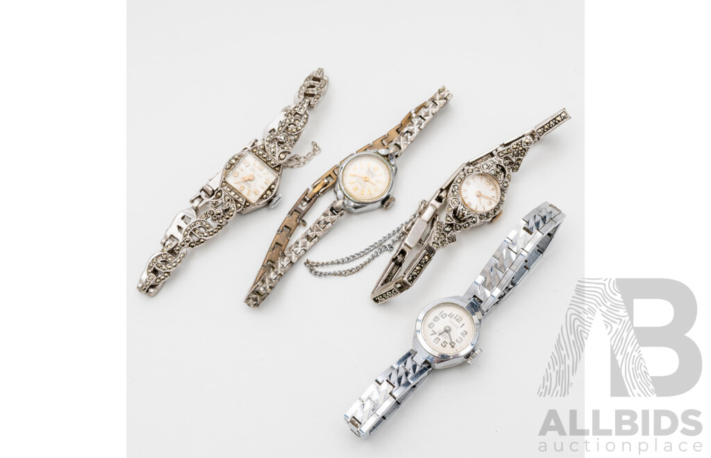 Vintage Ladies' Watches, Coronet, Lauris, Zeitex - Lot of 4