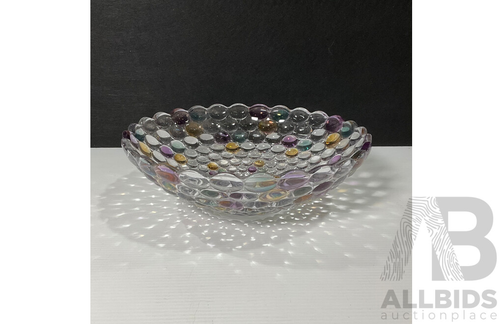 Coloured Bubble Glass Salad  Bowl