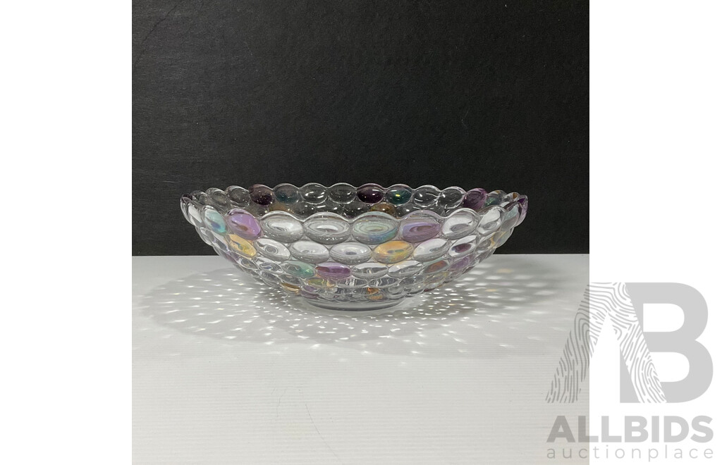 Coloured Bubble Glass Salad  Bowl