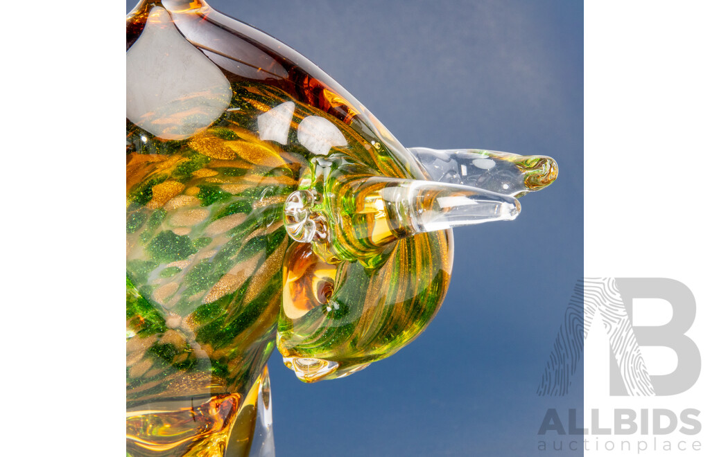 Chinese Art Glass Somerso Figure of a Bull