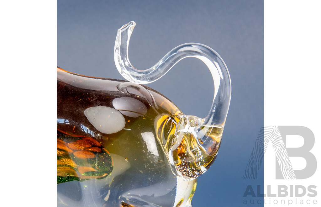 Chinese Art Glass Somerso Figure of a Bull