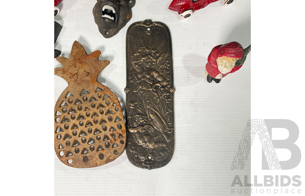 Collection of Reproduction Cast Iron Figure, Vehicles and More (12)