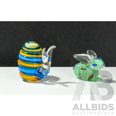 Chinese Art Glass Rabbit and Snail