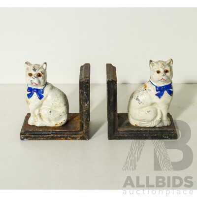 Pair Cast Iron Cat Bookends