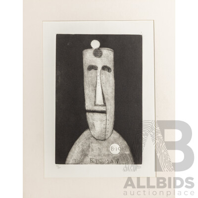Pro Hart, (20th Century, Australian, 1928--2006), The Bic Man, Editioned Etching Unframed, 30 x 20 cm (etching)
