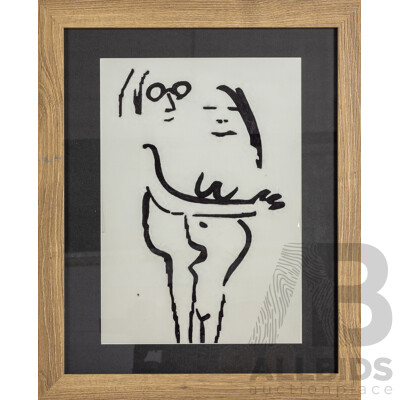 John Lennon (20th Century, British, 1940-1980), Real Love, Print After Original Drawing [Part of Bag One Collection Created as Wedding Gift for Yoko Ono C1969), 58 X 48 Cm (frame)