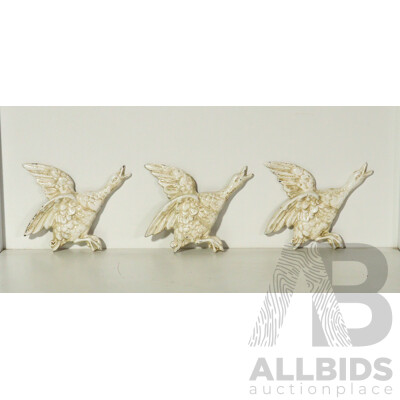 Set of 3 Cast Iron Flying Ducks - Wall Mounted