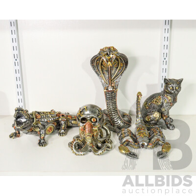 Collection of Five Steampunk Animal Figurines