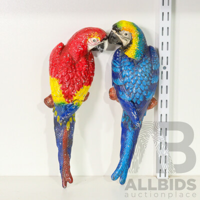 Pair of Cast Iron Parrot Wall Hangings