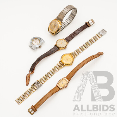 Vintage Ladies' Watches, Winson, Rolex, Felicia, Drimex - Lot of 5