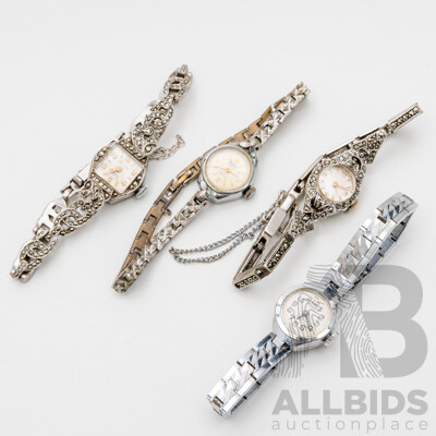 Vintage Ladies' Watches, Coronet, Lauris, Zeitex - Lot of 4