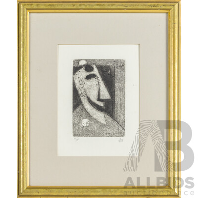 Pro Hart (20th Century, Australian, 1928-2006), The B.I.C Man, Etching, 38H x 31.5W cm (frame)