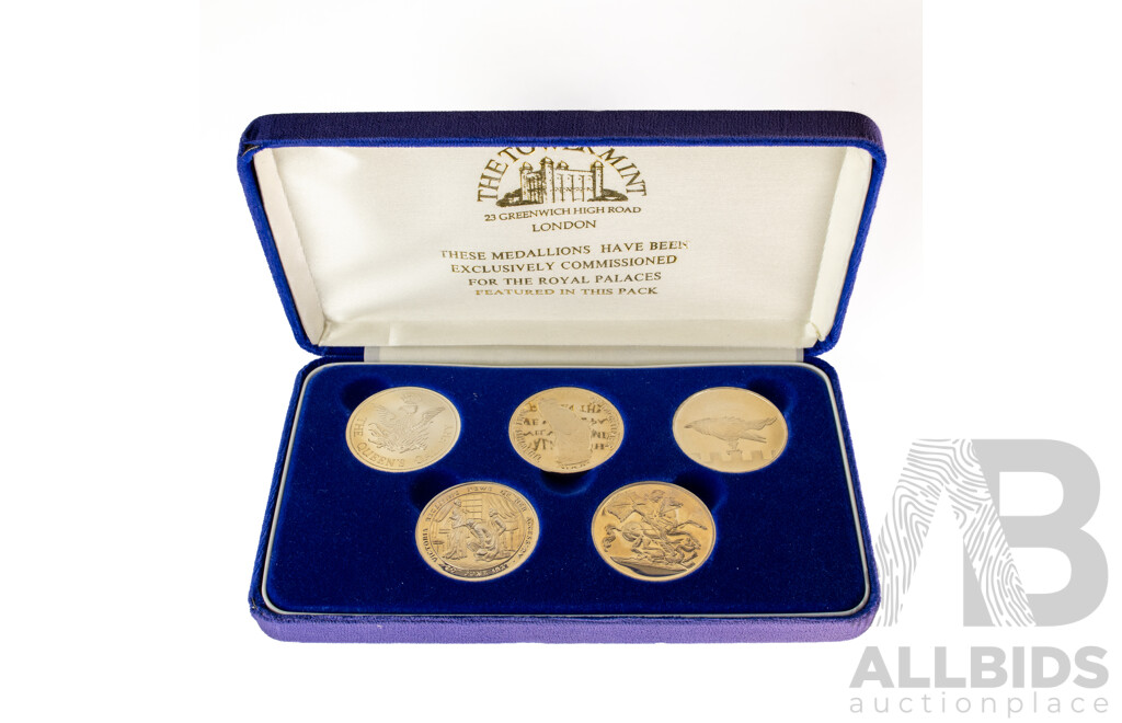 United Kingdom Tower Mint Palaces Medallions Set, Government House 2012 Queens Jubilee Medallion, Lead Medallion Made From Corvette Whyalla Ship Ballast, Armstrong Shoe Mart Medallion