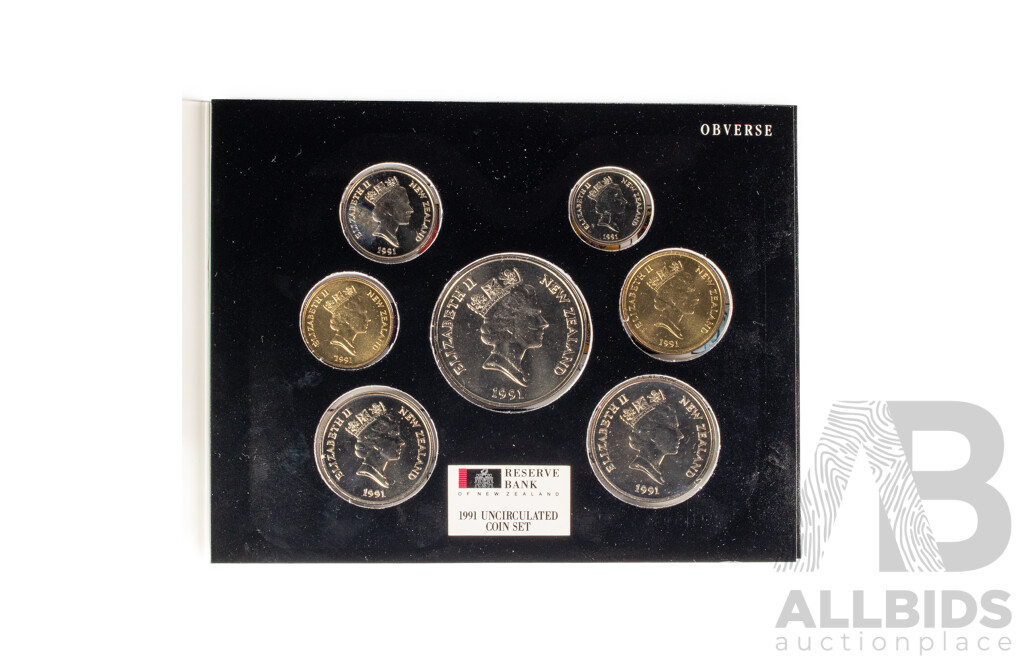 Two New Zealand 1991 UNC Seven Coin Sets, 1974 One Dollar, Commonwealth Games, Western Samoa 1972 One Tala, Jacob Roggeveen, USA Department of State and White House Medallions