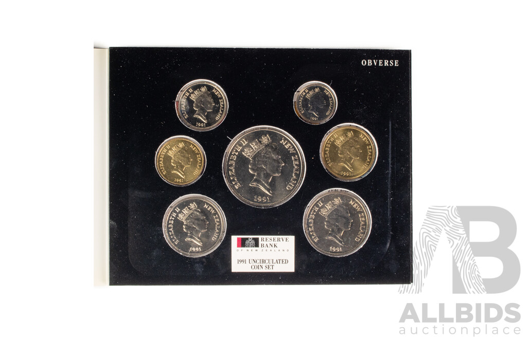 Two New Zealand 1991 UNC Seven Coin Sets, 1974 One Dollar, Commonwealth Games, Western Samoa 1972 One Tala, Jacob Roggeveen, USA Department of State and White House Medallions