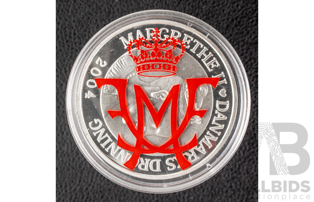 Denmark 2004 Silver Two Hundred Kroner Coin, Wedding of Crown Prince .999