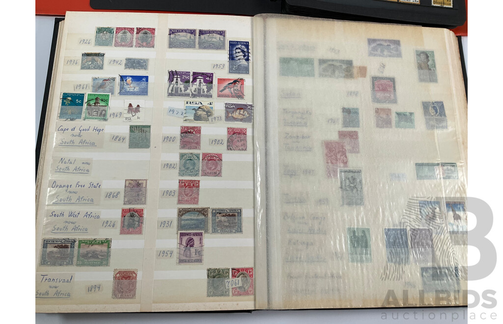 Two Albums of Antique and Vintage Stamps Including Nauru, PNG, Africa, South America, China, Central America, Japan, Middle East, Singapore, Greece, Hungary, Italy, Ireland, Norway