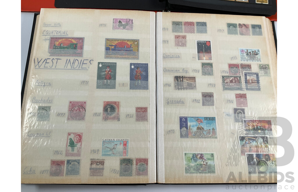 Two Albums of Antique and Vintage Stamps Including Nauru, PNG, Africa, South America, China, Central America, Japan, Middle East, Singapore, Greece, Hungary, Italy, Ireland, Norway