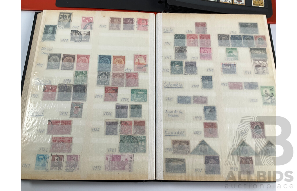 Two Albums of Antique and Vintage Stamps Including Nauru, PNG, Africa, South America, China, Central America, Japan, Middle East, Singapore, Greece, Hungary, Italy, Ireland, Norway