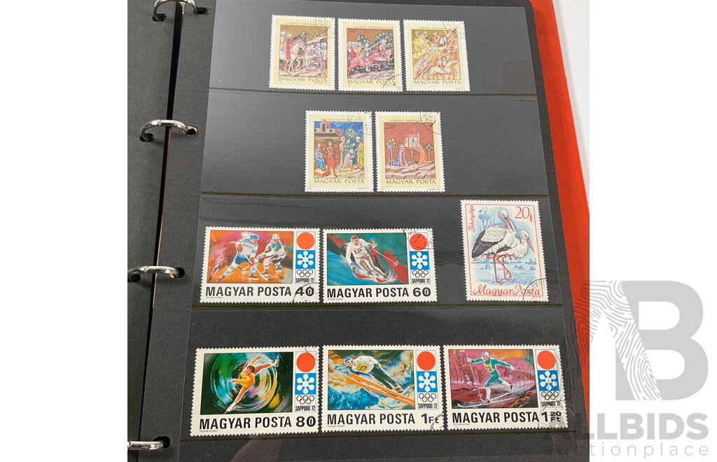 Two Albums of Antique and Vintage Stamps Including Nauru, PNG, Africa, South America, China, Central America, Japan, Middle East, Singapore, Greece, Hungary, Italy, Ireland, Norway