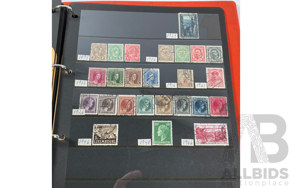 Two Albums of Antique and Vintage Stamps Including Nauru, PNG, Africa, South America, China, Central America, Japan, Middle East, Singapore, Greece, Hungary, Italy, Ireland, Norway