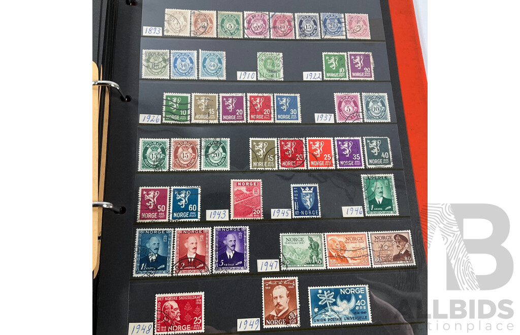 Two Albums of Antique and Vintage Stamps Including Nauru, PNG, Africa, South America, China, Central America, Japan, Middle East, Singapore, Greece, Hungary, Italy, Ireland, Norway