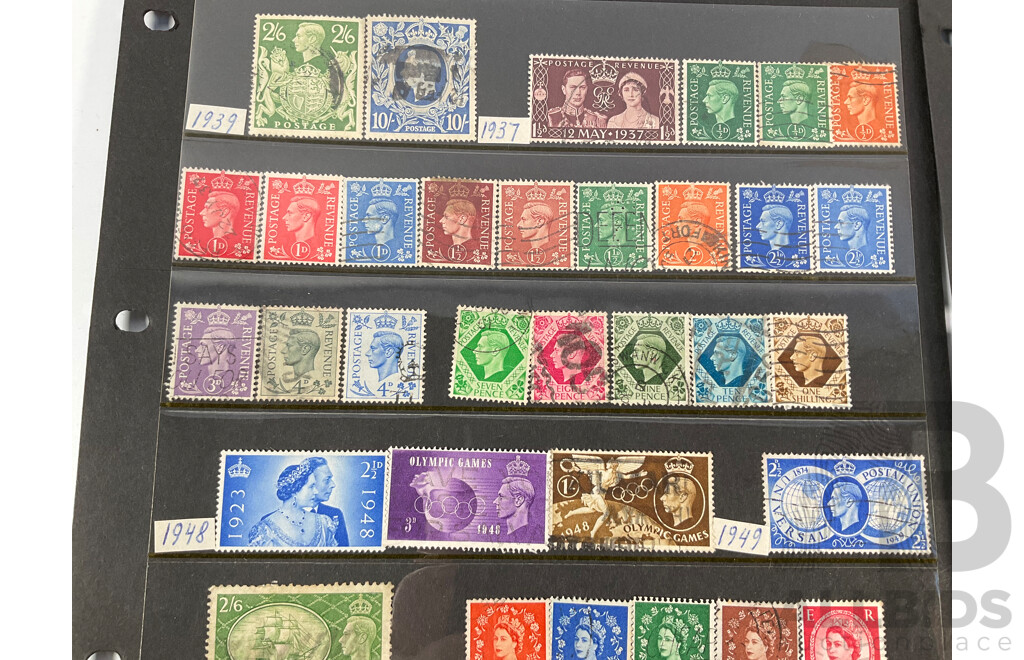 Collection of Great Britain Stamps Including 1841/1858 Penny Reds, QV, KGV, KEVIII, KGVI, QE2, Perforates