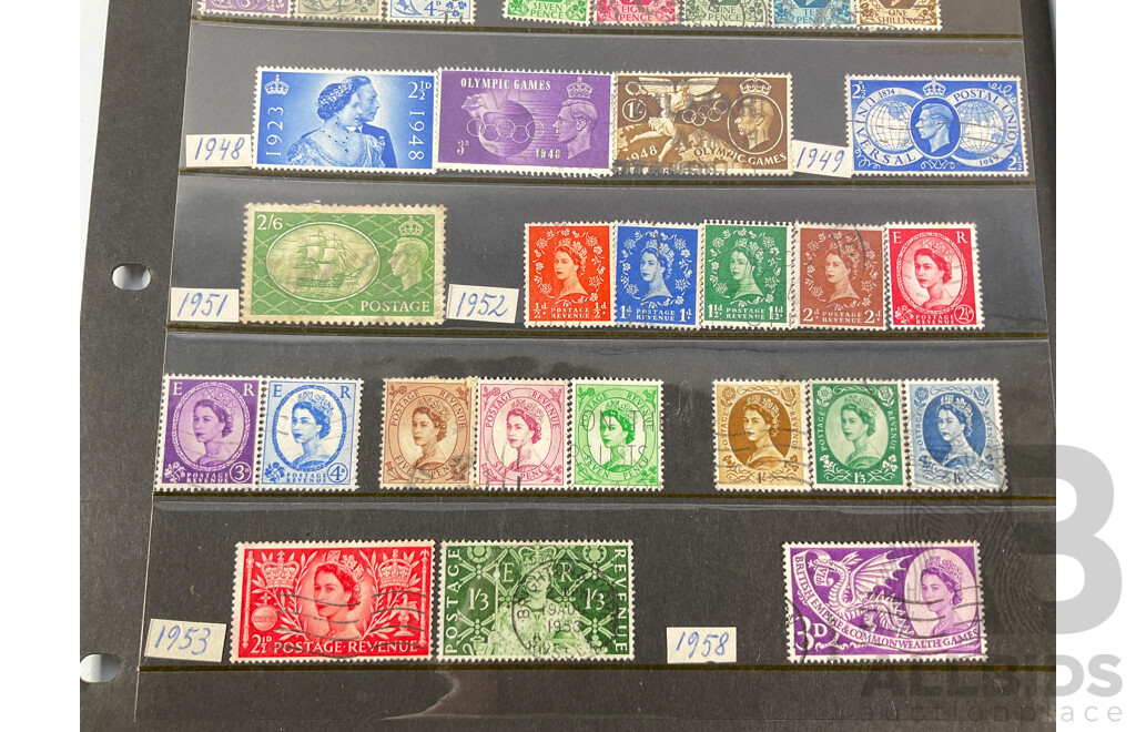Collection of Great Britain Stamps Including 1841/1858 Penny Reds, QV, KGV, KEVIII, KGVI, QE2, Perforates