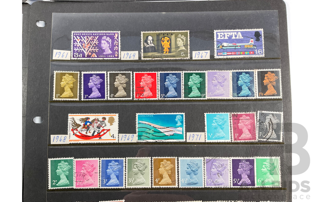 Collection of Great Britain Stamps Including 1841/1858 Penny Reds, QV, KGV, KEVIII, KGVI, QE2, Perforates