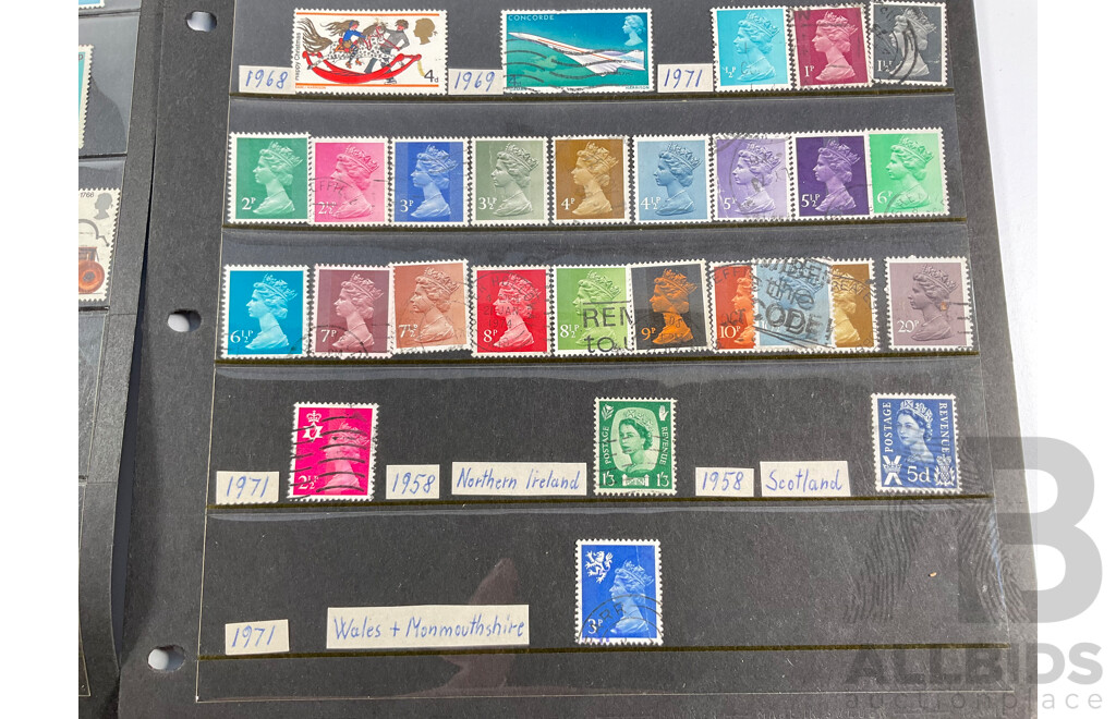 Collection of Great Britain Stamps Including 1841/1858 Penny Reds, QV, KGV, KEVIII, KGVI, QE2, Perforates
