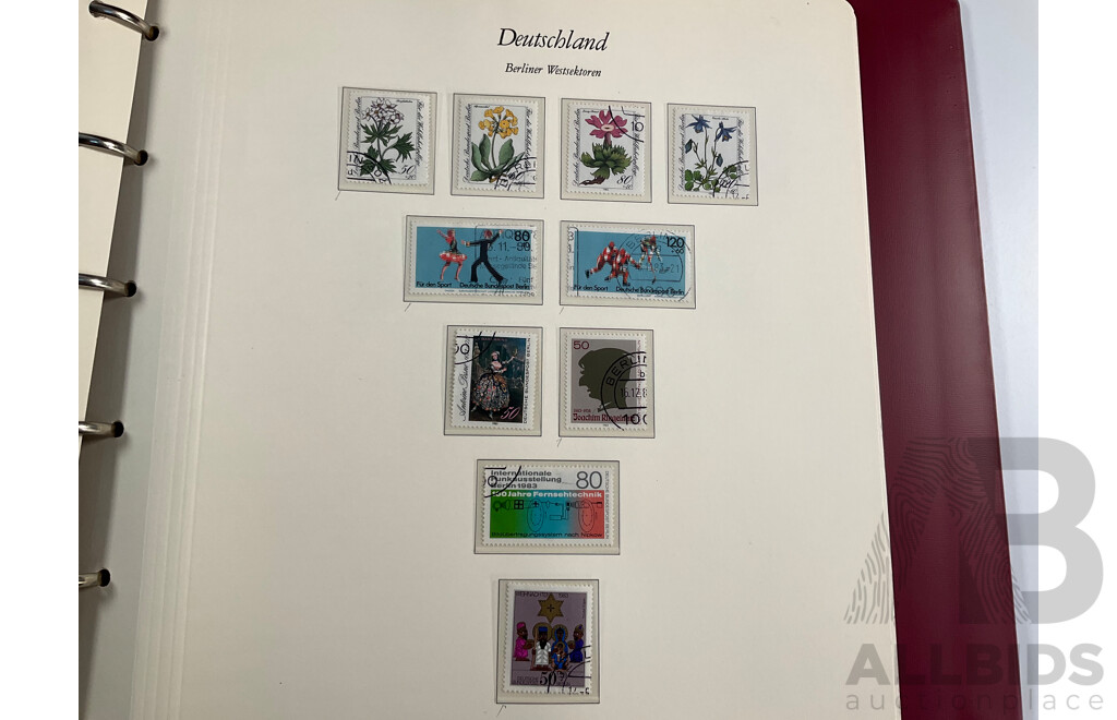 Four Albums of Vintage German Stamps Including Berlin Western Sector, Sets