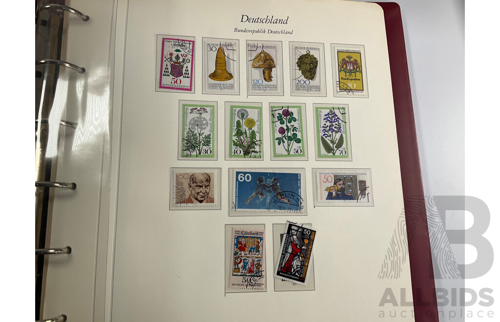 Four Albums of Vintage German Stamps Including Berlin Western Sector, Sets