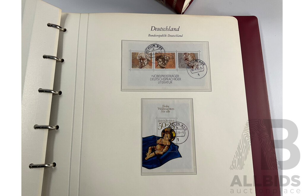 Four Albums of Vintage German Stamps Including Berlin Western Sector, Sets