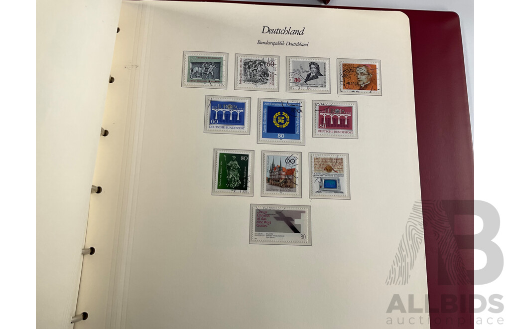 Four Albums of Vintage German Stamps Including Berlin Western Sector, Sets