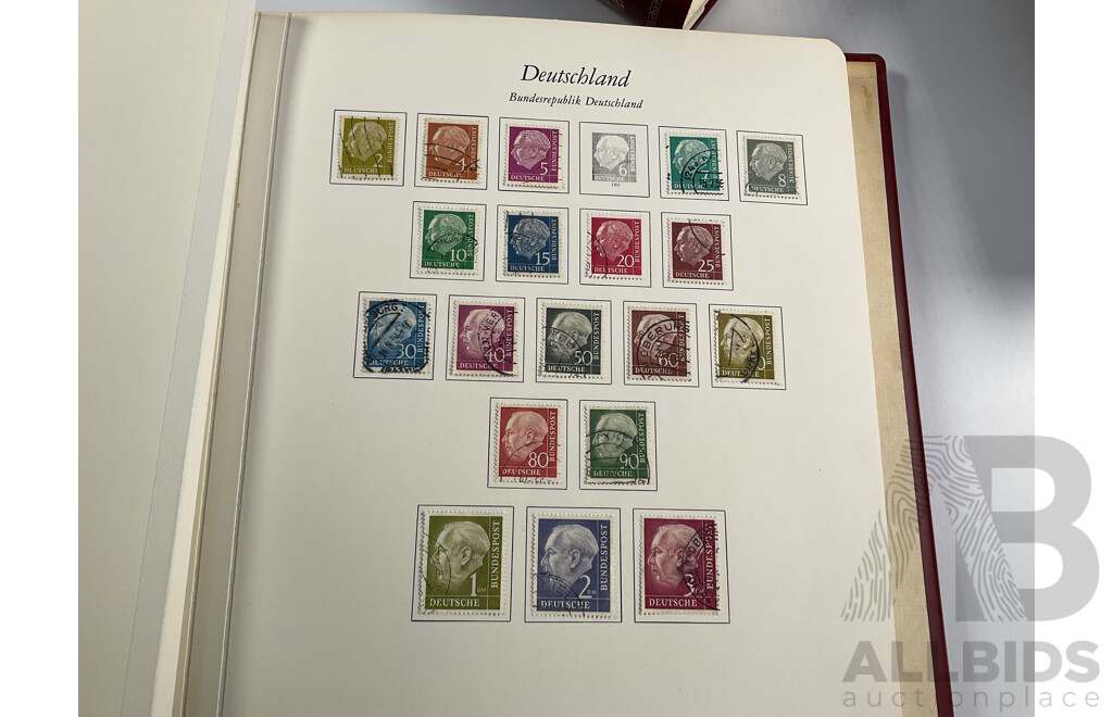 Four Albums of Vintage German Stamps Including Berlin Western Sector, Sets