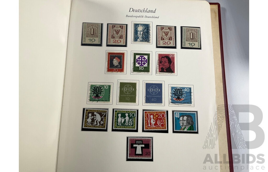 Four Albums of Vintage German Stamps Including Berlin Western Sector, Sets