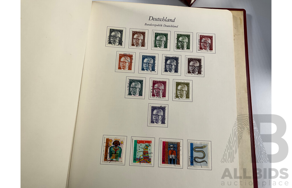 Four Albums of Vintage German Stamps Including Berlin Western Sector, Sets