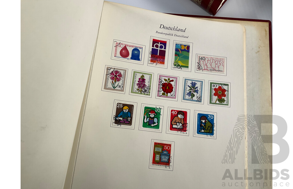 Four Albums of Vintage German Stamps Including Berlin Western Sector, Sets