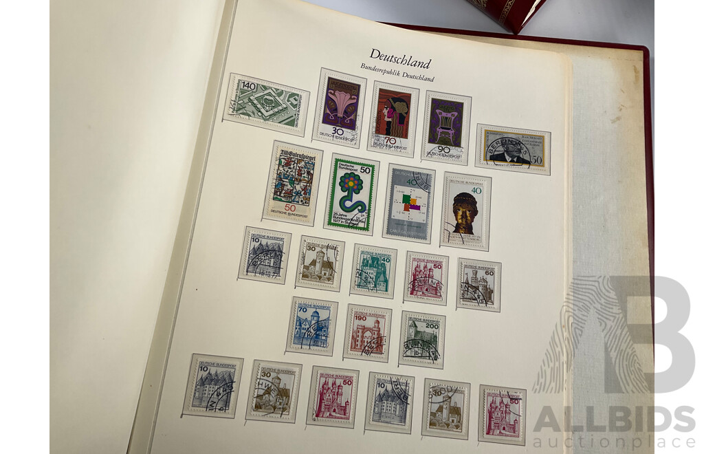 Four Albums of Vintage German Stamps Including Berlin Western Sector, Sets