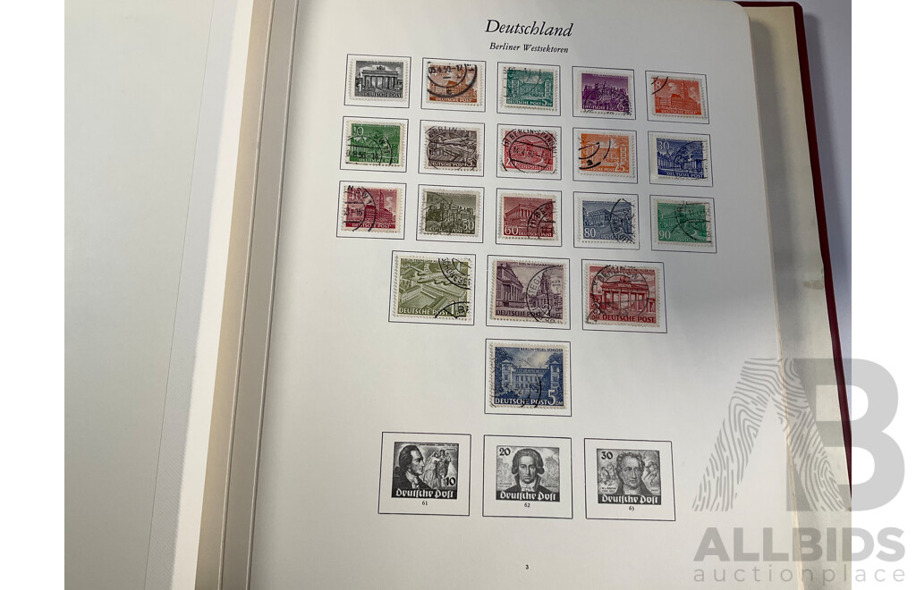 Four Albums of Vintage German Stamps Including Berlin Western Sector, Sets