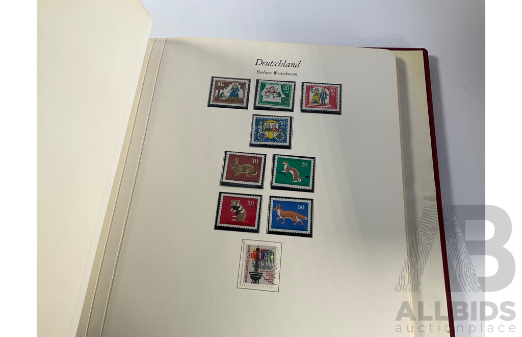 Four Albums of Vintage German Stamps Including Berlin Western Sector, Sets