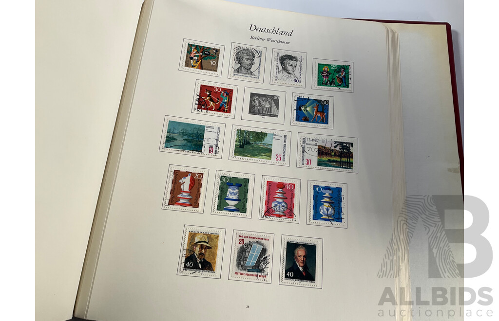 Four Albums of Vintage German Stamps Including Berlin Western Sector, Sets