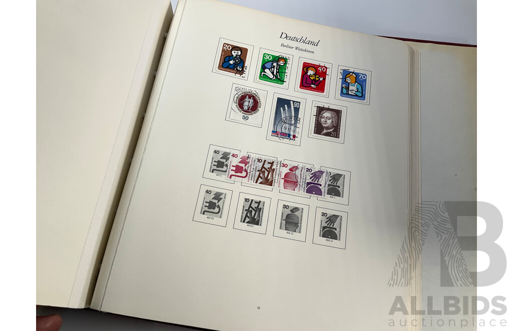 Four Albums of Vintage German Stamps Including Berlin Western Sector, Sets