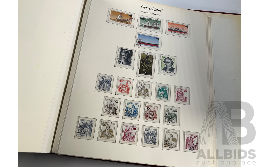 Four Albums of Vintage German Stamps Including Berlin Western Sector, Sets