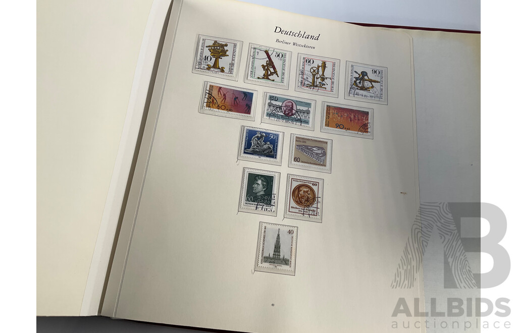 Four Albums of Vintage German Stamps Including Berlin Western Sector, Sets